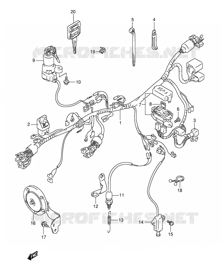 FAISCEAU ELECTRIQUE (MODELE M/N/P/R) Suzuki MOTO 800 DR 1992  DR800SN(E4)