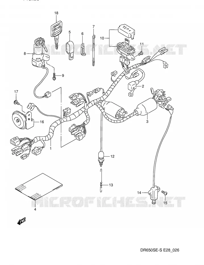 FAISCEAU ELECTRIQUE (MODELE N/P) Suzuki MOTO 650 DR 1994  DR650SER(E28)