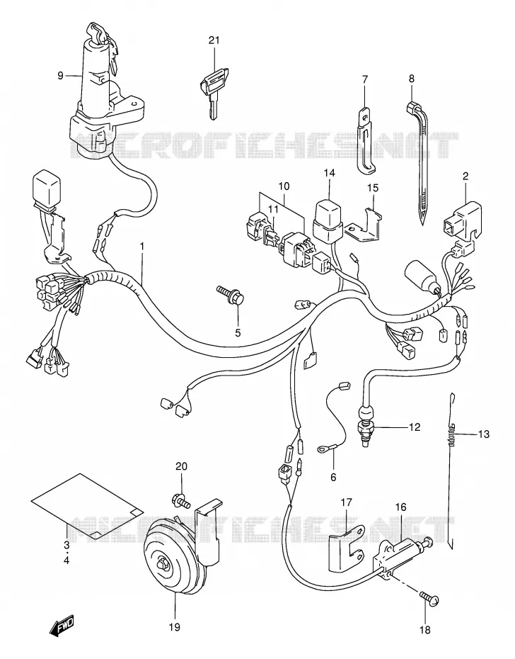 FAISCEAU ELECTRIQUE (MODELE R/S) Suzuki MOTO 350 DR 1999  DR350SEX(E2)