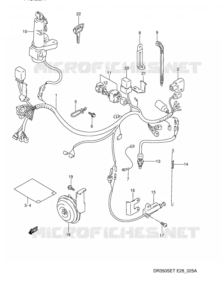 FAISCEAU ELECTRIQUE (MODELE R/S/T) Suzuki MOTO 350 DR 1990  DR350SL(E28)