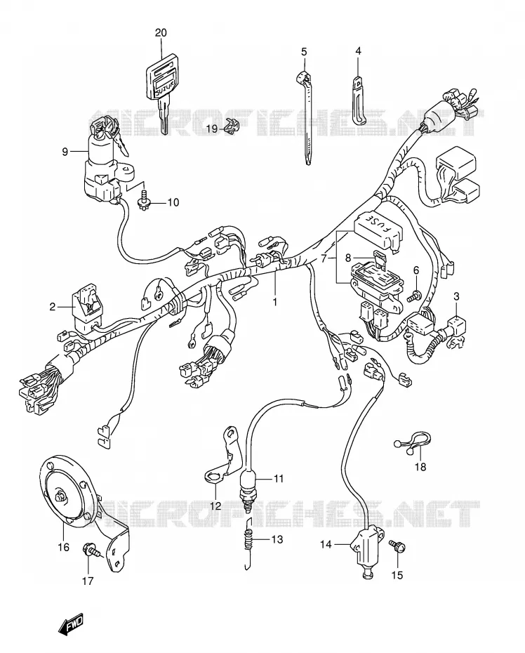 FAISCEAU ELECTRIQUE (MODELE T) Suzuki MOTO 800 DR 1991  DR800SUM(E4)