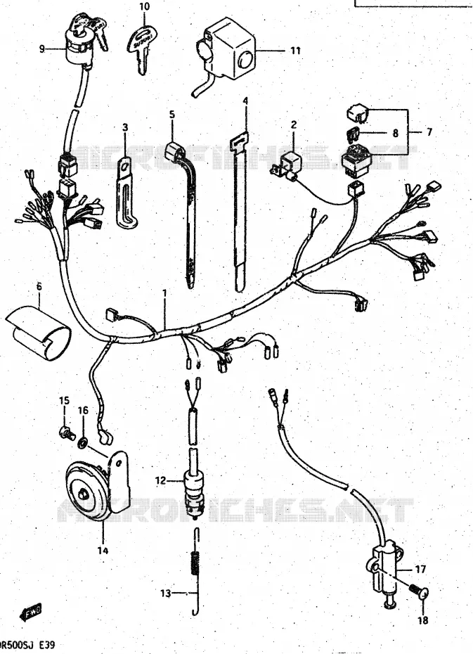 FAISCEAU ELECTRIQUE Suzuki MOTO 500 DR 1986  DR500RG(G/H/J)