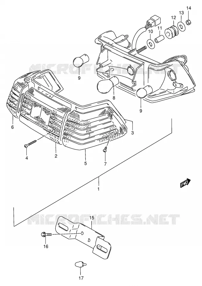 FEU ARRIERE (E1,E30,E43,E45,E71,P1) Suzuki SCOOTER 100 FB 1994  FB100DR(E71)