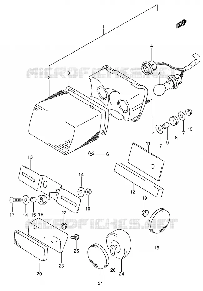 FEU ARRIERE (MODELE M/N/P/R/S) Suzuki MOTO 650 DR 1993  DR650RSEP(E4)