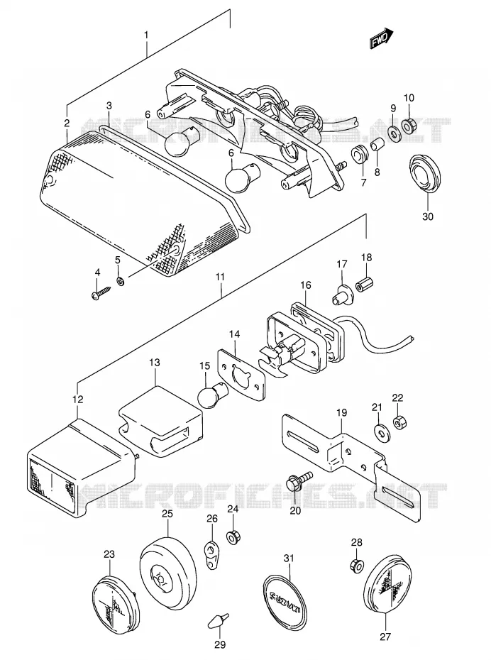 FEU ARRIERE (MODELE M/N/P/R/S) Suzuki MOTO 800 DR 1993  DR800SUP