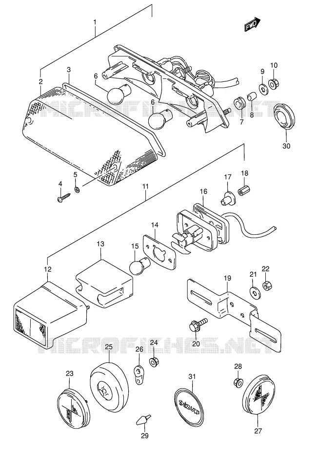 FEU ARRIERE (MODELE T) Suzuki MOTO 800 DR 1995  DR800SUS(E4)
