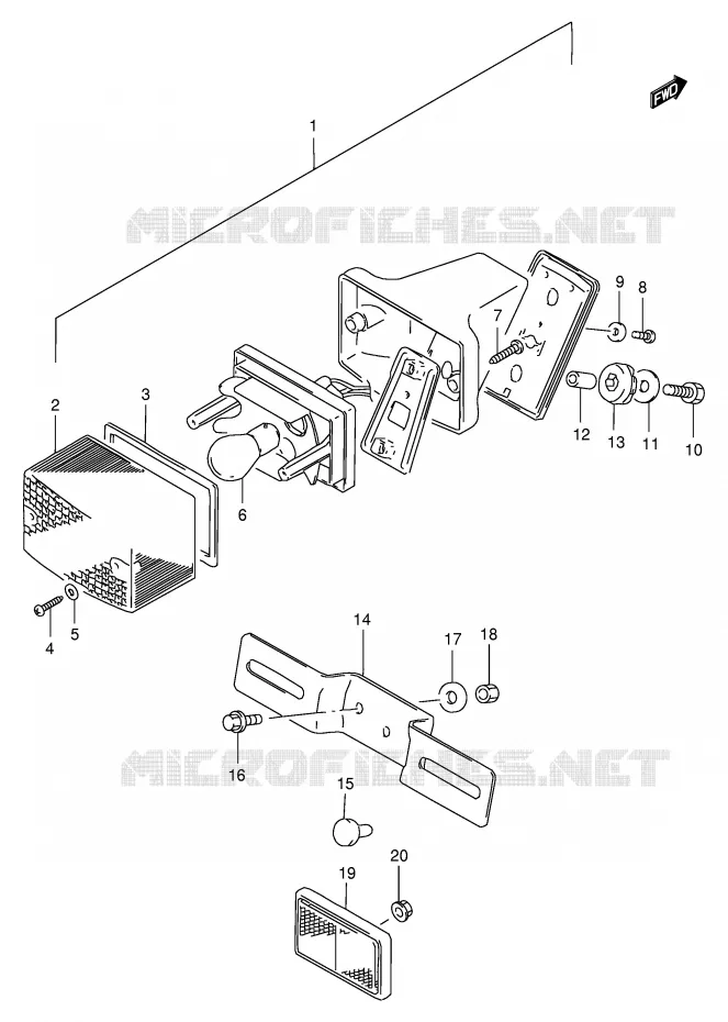 FEU ARRIERE (MODELE T/V/W/X/Y) Suzuki MOTO 200 DR 1998  DR200SEW(E24)