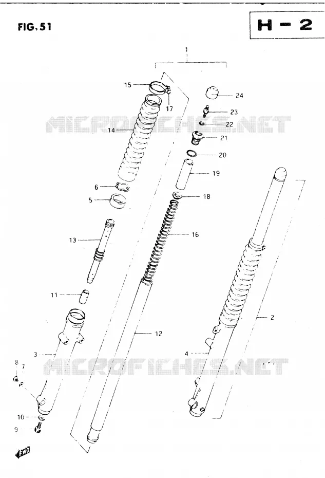FOURCHE AVANT Suzuki MOTO 250 DR 1982  DR250SZ(E1)