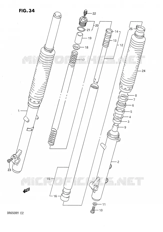 FOURCHE AVANT Suzuki MOTO 650 DR 1990  DR650RL(E2)