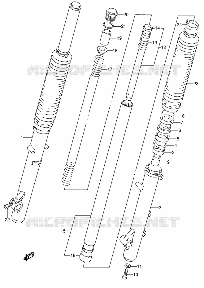 FOURCHE AVANT Suzuki MOTO 650 DR 1993  DR650RSEUP(E4)