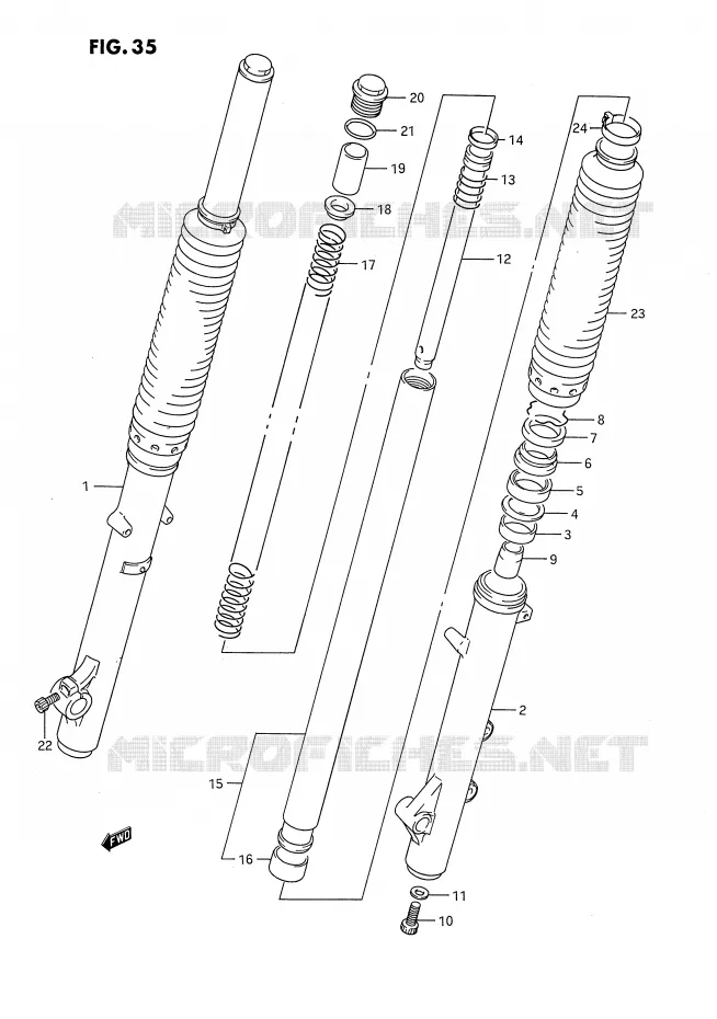 FOURCHE AVANT Suzuki MOTO 650 DR 1994  DR650RR(E4)