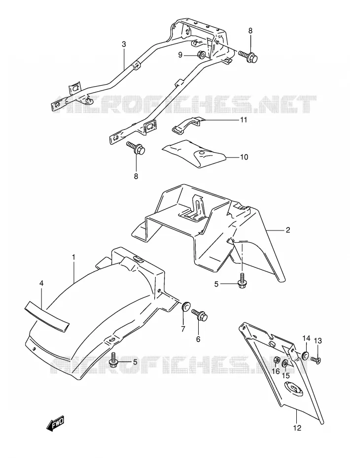 GARDE BOUE ARRIERE (MODELE M/N/P/R) Suzuki MOTO 800 DR 1994  DR800SR(E4)