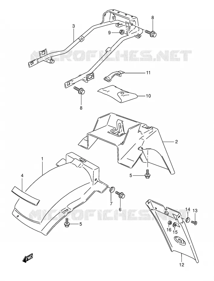 GARDE BOUE ARRIERE (MODELE T) Suzuki MOTO 800 DR 1993  DR800SUP