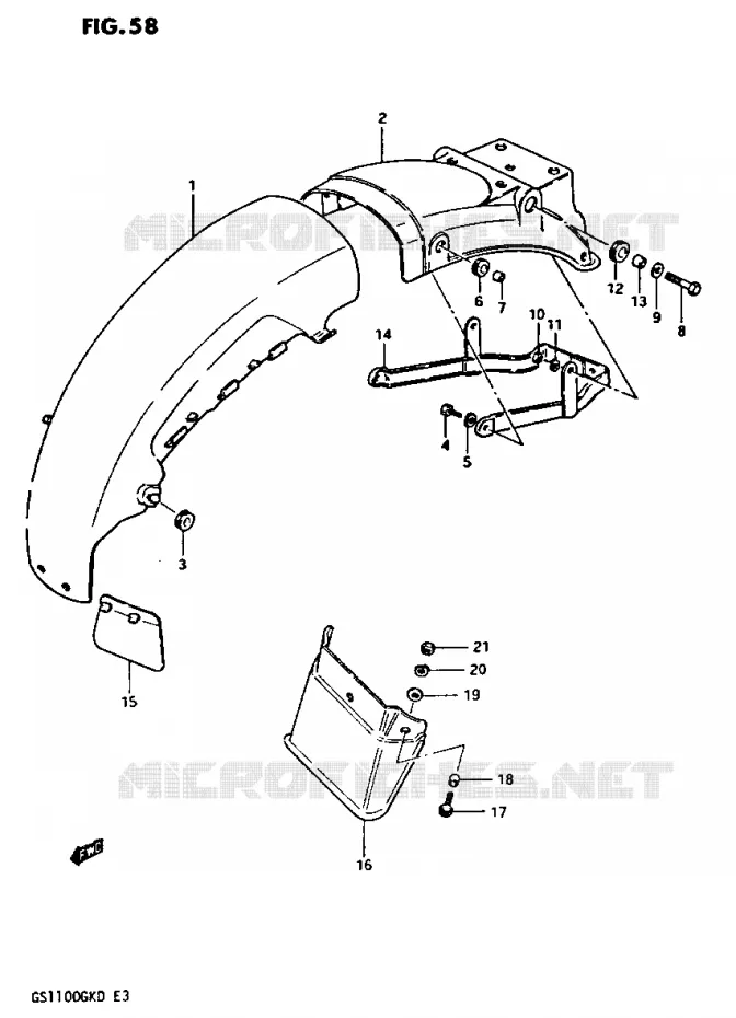 GARDE BOUE ARRIERE Suzuki MOTO 1100 GS-G 1982  GS1100GK2(Z/2/D)