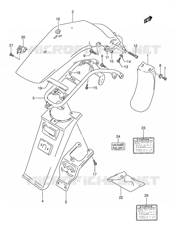 GARDE BOUE ARRIERE Suzuki MOTO 250 DR 1991  DR250SM(E24)