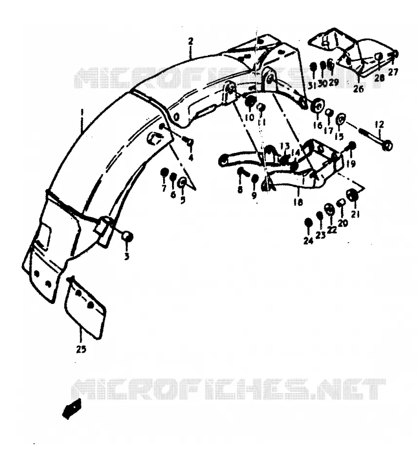GARDE BOUE ARRIERE Suzuki MOTO 400 GS 1978  GS400EC(C/N)