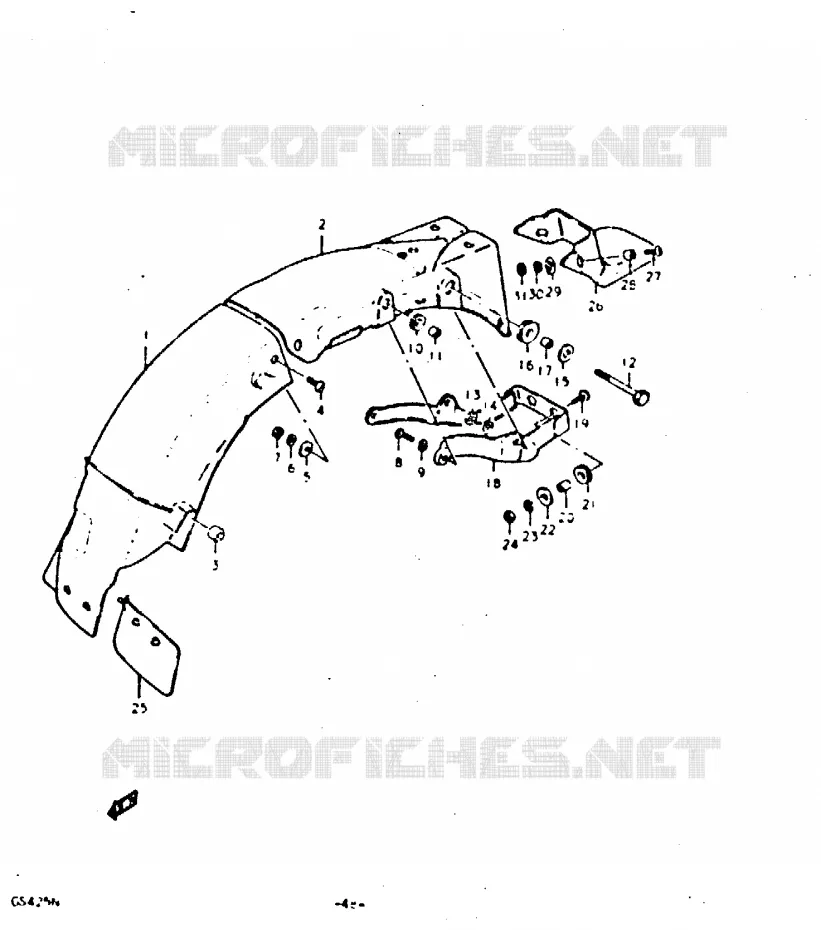 GARDE BOUE ARRIERE Suzuki MOTO 425 GS 1992  GS425N(N)