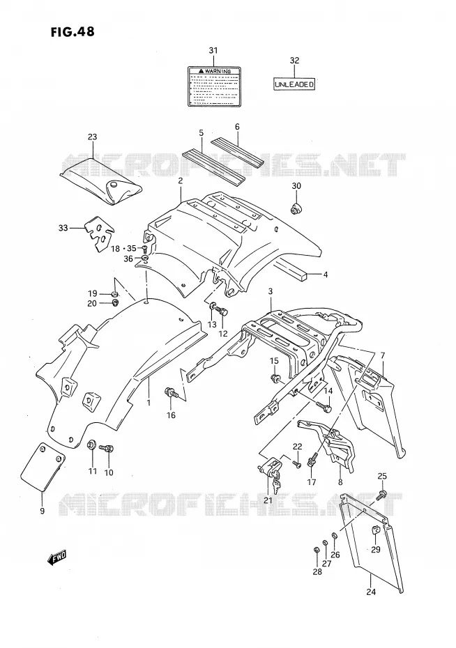 GARDE BOUE ARRIERE Suzuki MOTO 650 DR 1994  DR650RUR(E4)
