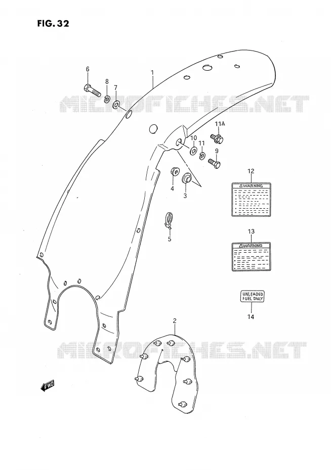 GARDE BOUE ARRIERE Suzuki MOTO 80 DS 1995  DS80S(E24)