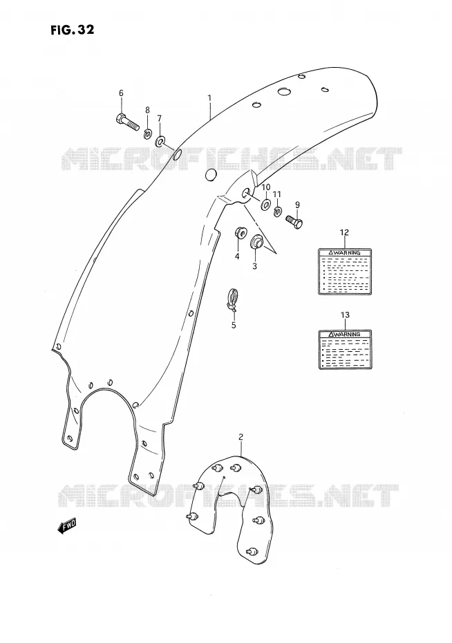 GARDE BOUE ARRIERE Suzuki MOTO 80 DS 1995  DS80S(E3)