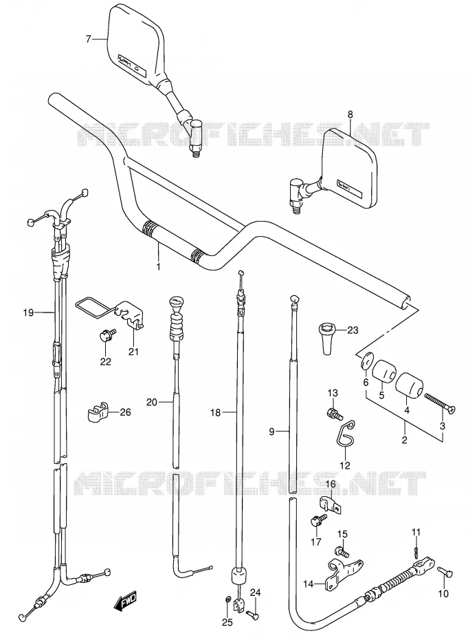 GUIDON (MODELE N/P/R/S/T) Suzuki MOTO 650 DR 1994  DR650RSEUR(E4)