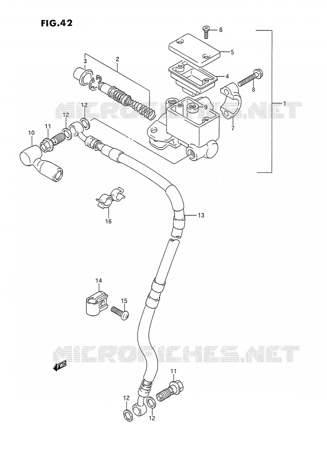 MAITRE CYLINDRE AVANT (DR350SL/SM/SN/SP/SR) Suzuki MOTO 350 DR 1994  DR350SHR(E2)