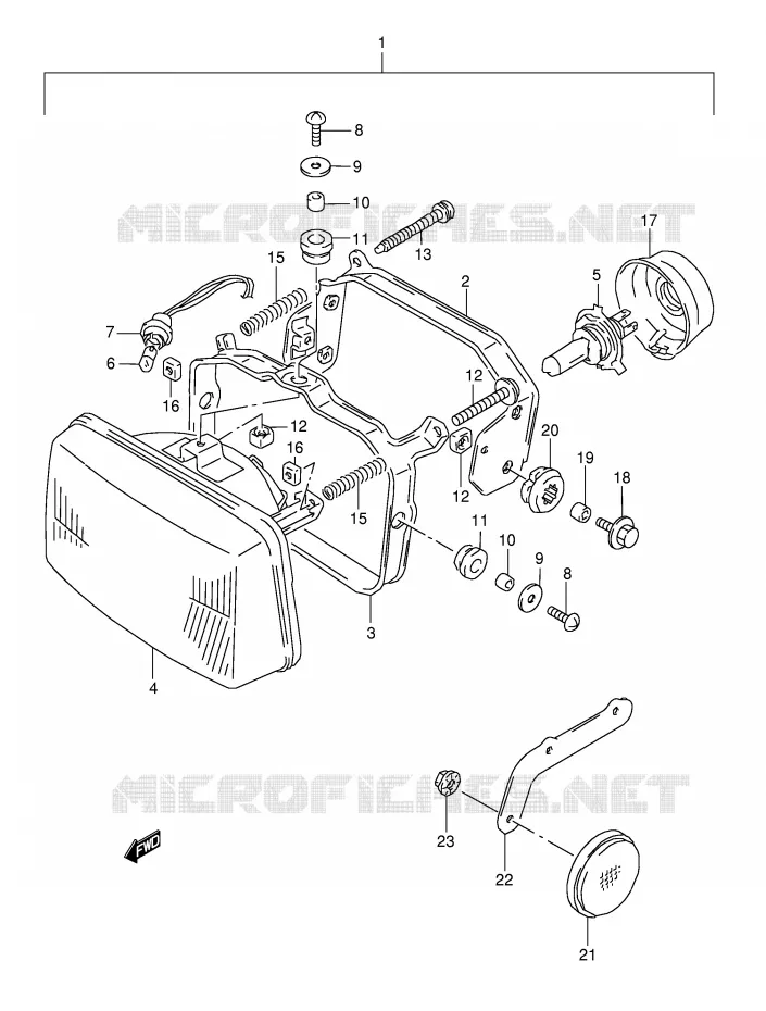 PHARE (MODELE M/N/P) Suzuki MOTO 800 DR 1995  DR800SS(E4)
