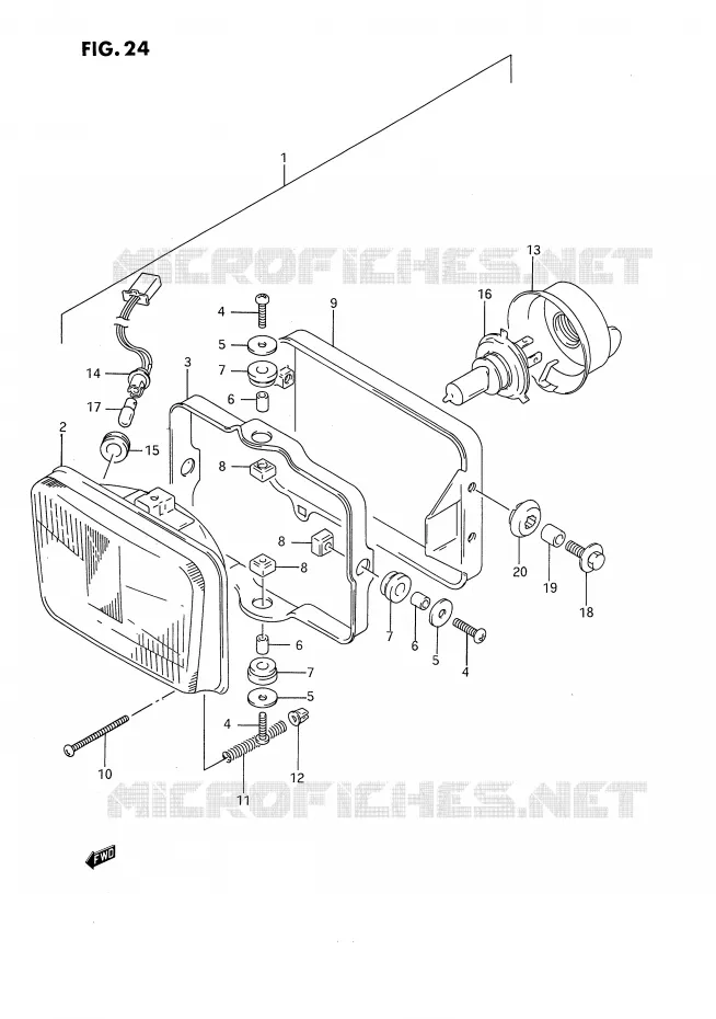 PHARE (MODELE N/P) Suzuki MOTO 650 DR 1992  DR650RUN(E4)