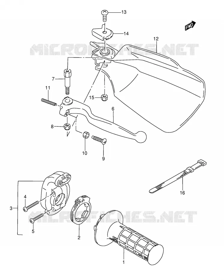 PROTEGE MAIN DROIT Suzuki MOTO 350 DR 1992  DR350N(E3)