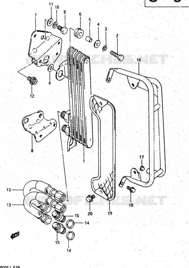 RADIATEUR D'HUILE Suzuki MOTO 500 DR 1987  DR500H(G/H/J)
