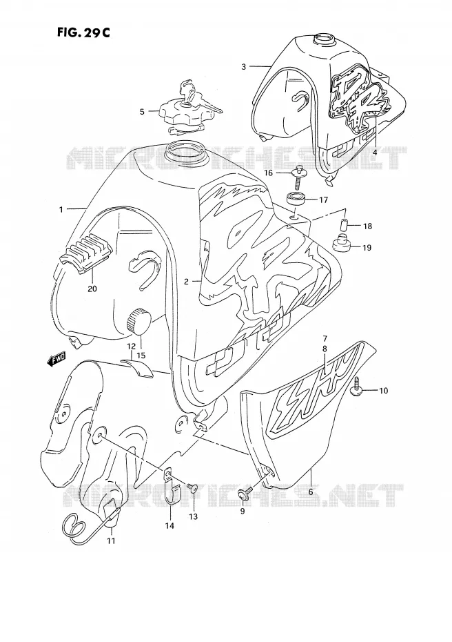 RESERVOIR D'ESSENCE (DR350SHN/SHP) Suzuki MOTO 350 DR 1993  DR350SP(E2)