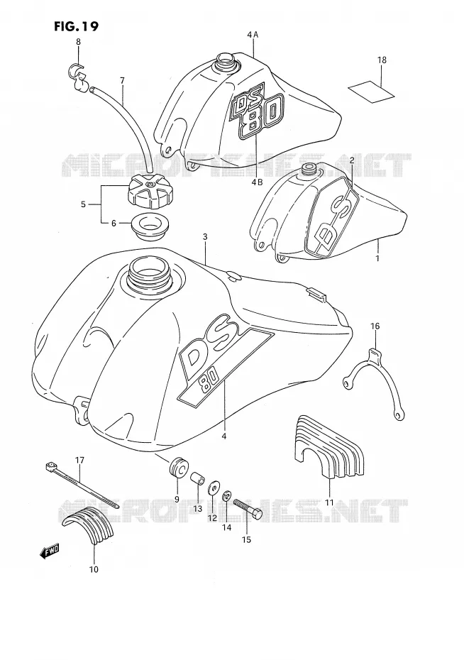 RESERVOIR D'ESSENCE (MODELE H/J/K) Suzuki MOTO 80 DS 1994  DS80R(E24)