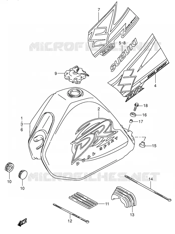 RESERVOIR D'ESSENCE (MODELE K1/K2/K3) Suzuki MOTO 200 DR 2001  DR200SEK1(E24)