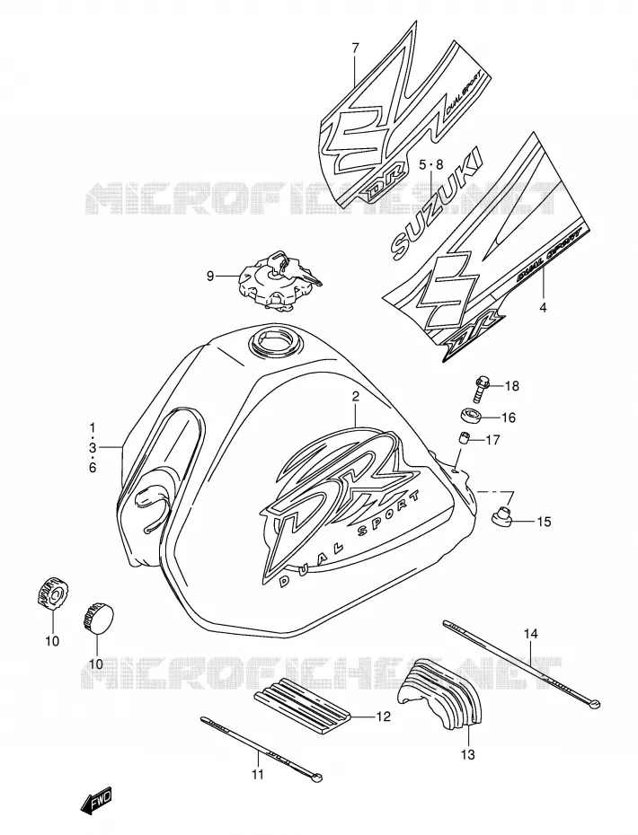 RESERVOIR D'ESSENCE (MODELE K1/K2/K3) Suzuki MOTO 200 DR 2004  DR200SEK4(E3/E28)