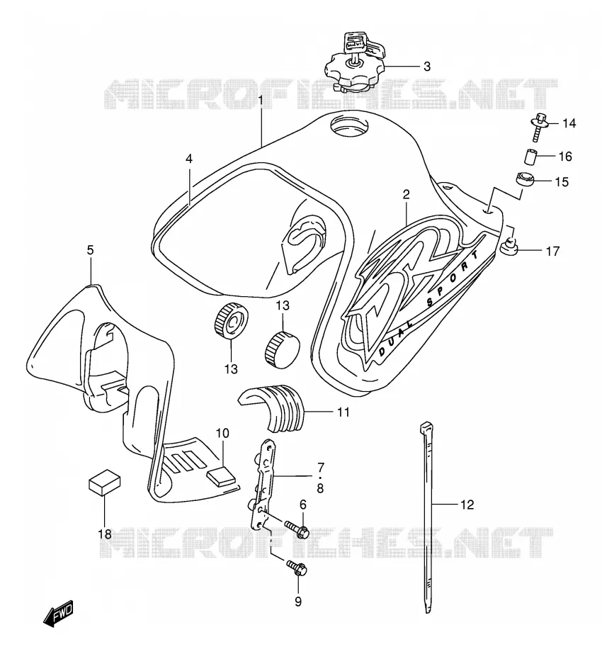 RESERVOIR D'ESSENCE (MODELE K1) Suzuki MOTO 650 DR 2001  DR650SEK1(E4)