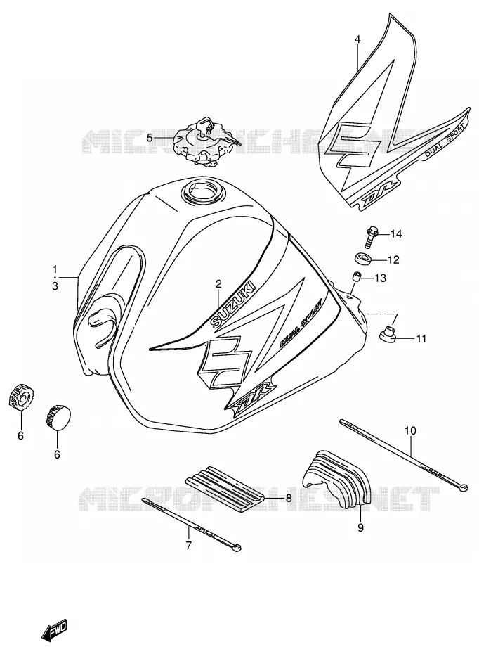RESERVOIR D'ESSENCE (MODELE K4/K5) Suzuki MOTO 200 DR 2002  DR200SEK2(E3/E28)