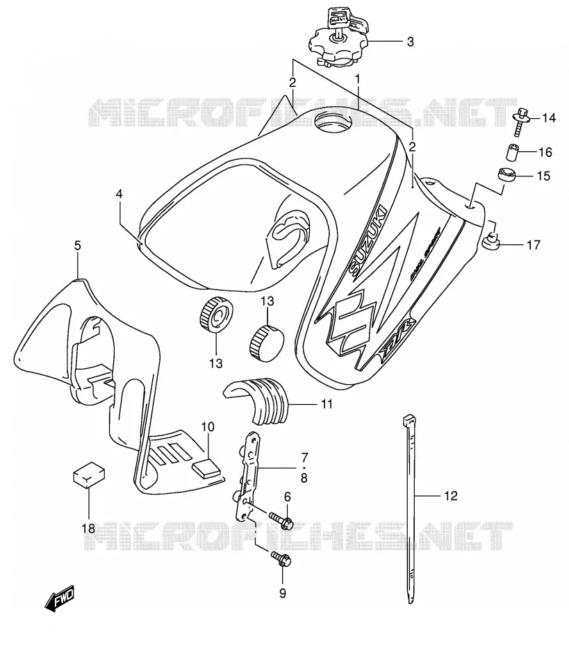 RESERVOIR D'ESSENCE (MODELE K4) Suzuki MOTO 650 DR 2003  DR650SEK3(E4)