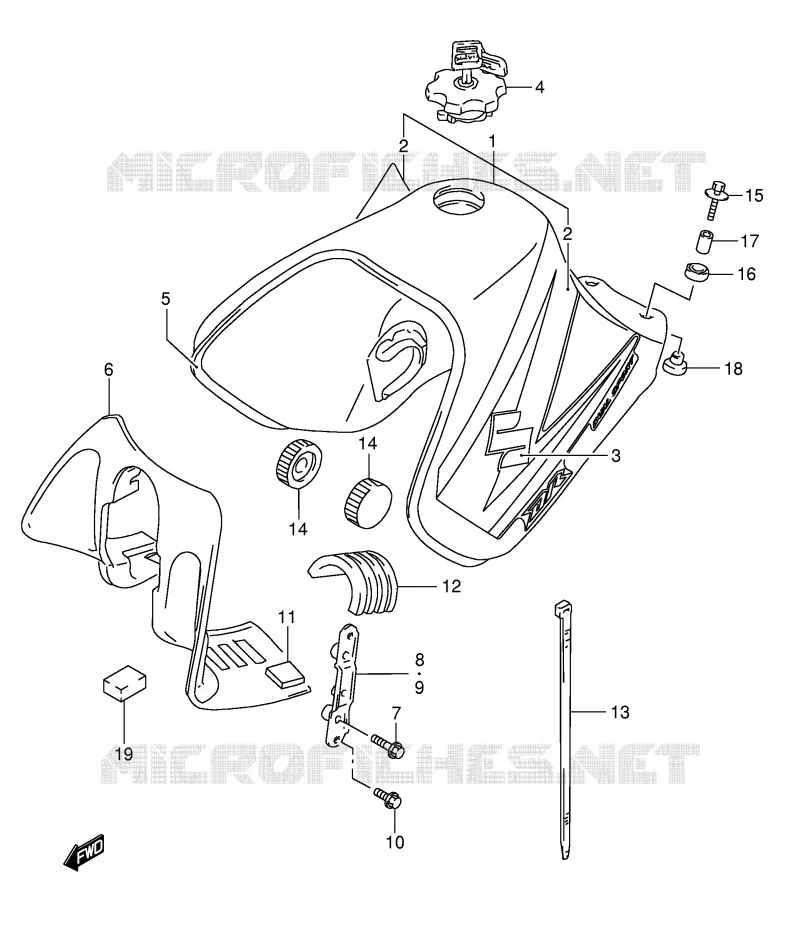 RESERVOIR D'ESSENCE (MODELE K5) Suzuki MOTO 650 DR 2004  DR650SEK4(E3/E28)