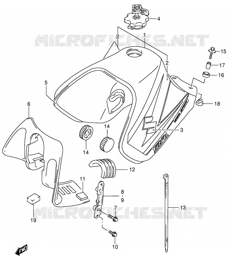 RESERVOIR D'ESSENCE (MODELE K5) Suzuki MOTO 650 DR 2004  DR650SEK4(E4)
