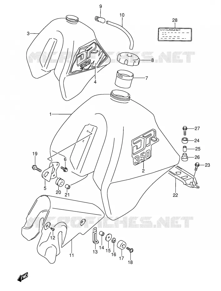 RESERVOIR D'ESSENCE (MODELE L/M) Suzuki MOTO 350 DR 1991  DR350M(E3)