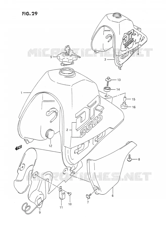 RESERVOIR D'ESSENCE (MODELE L/M) Suzuki MOTO 350 DR 1992  DR350SN/SHN(E2)