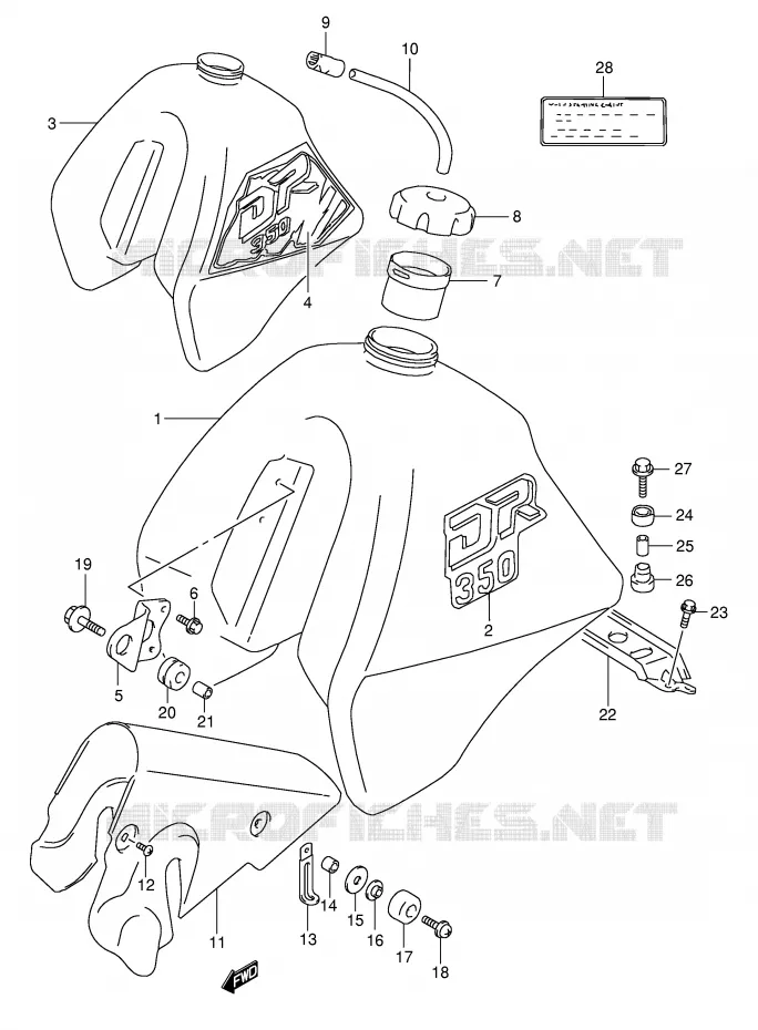 RESERVOIR D'ESSENCE (MODELE L/M) Suzuki MOTO 350 DR 1994  DR350R(E1)