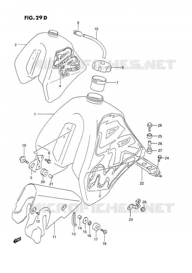 RESERVOIR D'ESSENCE (MODELE N/P E24) Suzuki MOTO 350 DR 1992  DR350SN(E2)