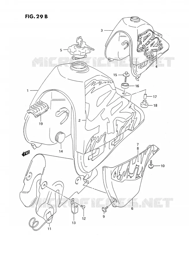 RESERVOIR D'ESSENCE (MODELE N/P) Suzuki MOTO 350 DR 1990  DR350SL(E2)