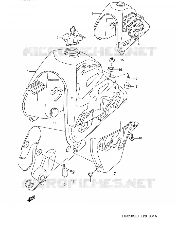 RESERVOIR D'ESSENCE (MODELE N/P) Suzuki MOTO 350 DR 1990  DR350SL(E28)