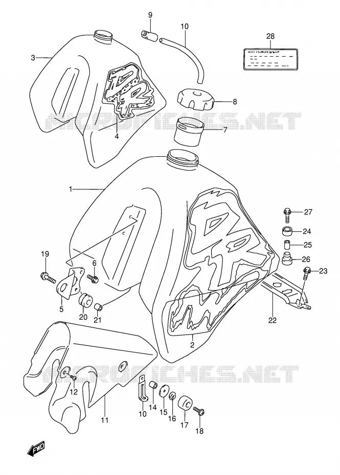 RESERVOIR D'ESSENCE (MODELE N/P) Suzuki MOTO 350 DR 1991  DR350M(E3)