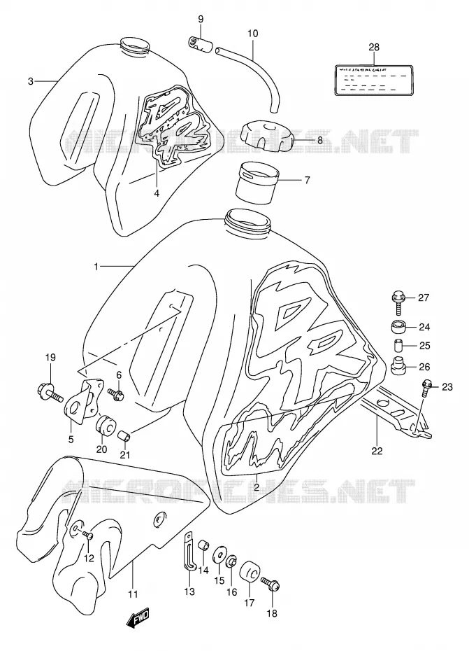 RESERVOIR D'ESSENCE (MODELE N/P) Suzuki MOTO 350 DR 1994  DR350R(E1)
