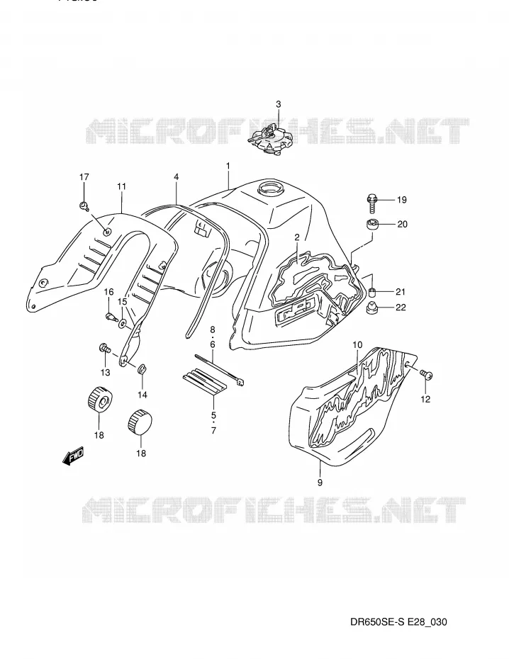 RESERVOIR D'ESSENCE (MODELE N) Suzuki MOTO 650 DR 1994  DR650SER(E28)