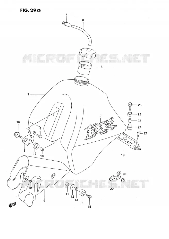 RESERVOIR D'ESSENCE (MODELE R E24) Suzuki MOTO 350 DR 1993  DR350SHP(E2)