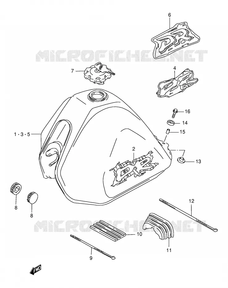 RESERVOIR D'ESSENCE (MODELE R/S/T) Suzuki MOTO 125 DR 1997  DR125SEV(E4)